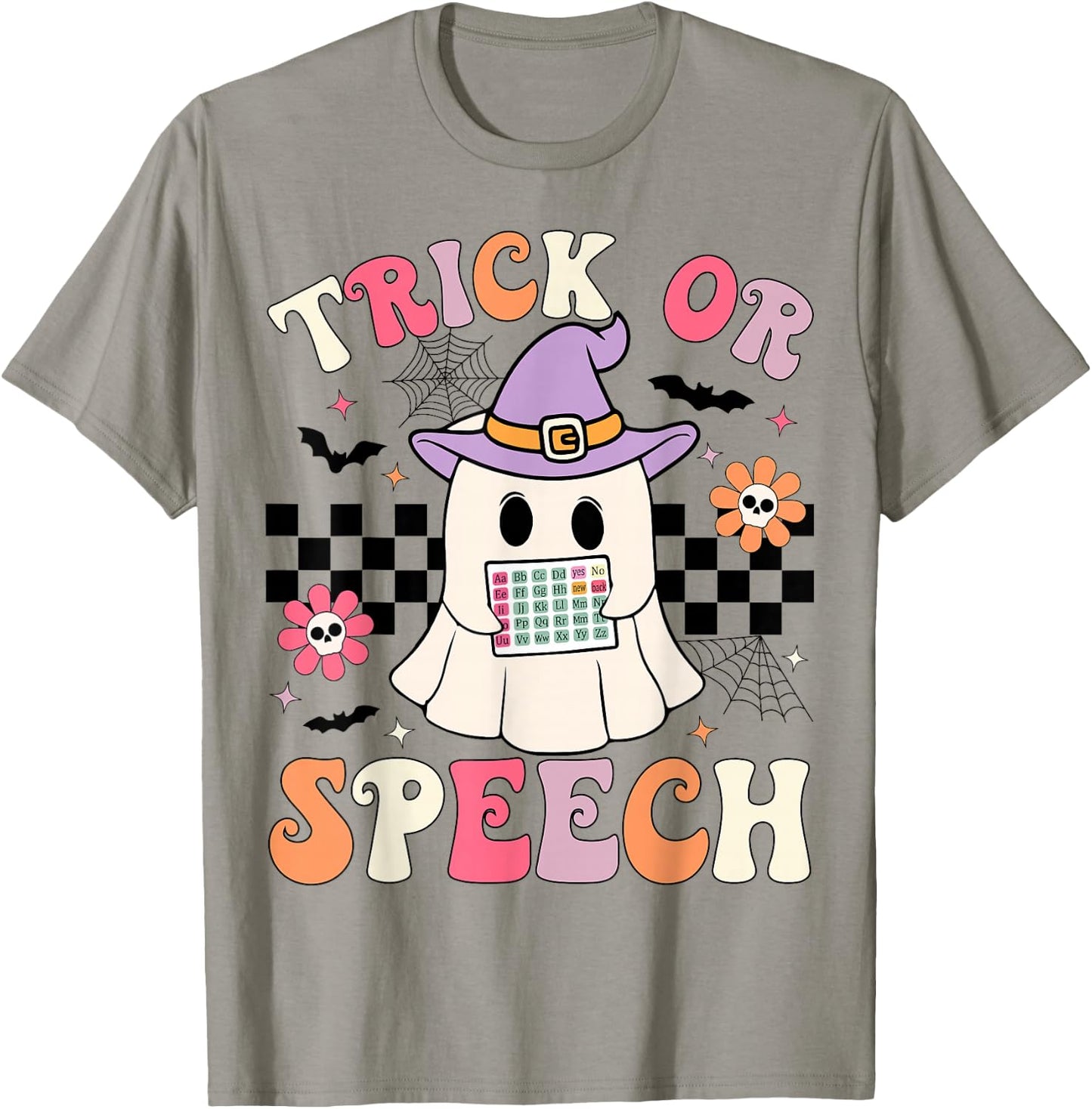 Trick or Speech Retro SLP Halloween Speech Therapy Halloween T-Shirt - T-Shirt | Sand