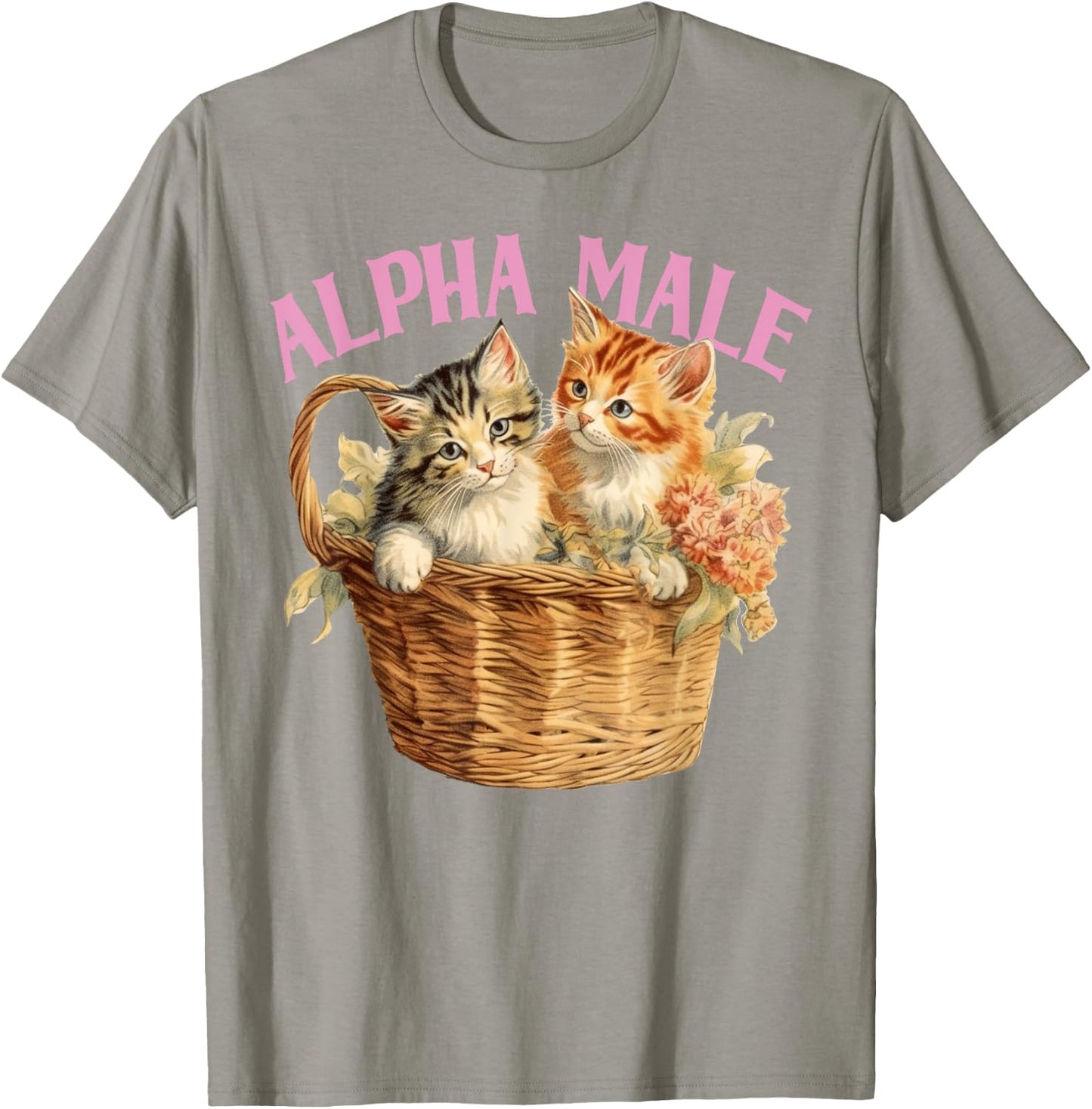 Alpha Cat Male Ironic Funny Kitten Weird Y2K Humor Kittens T-Shirt - T-Shirt | Sand