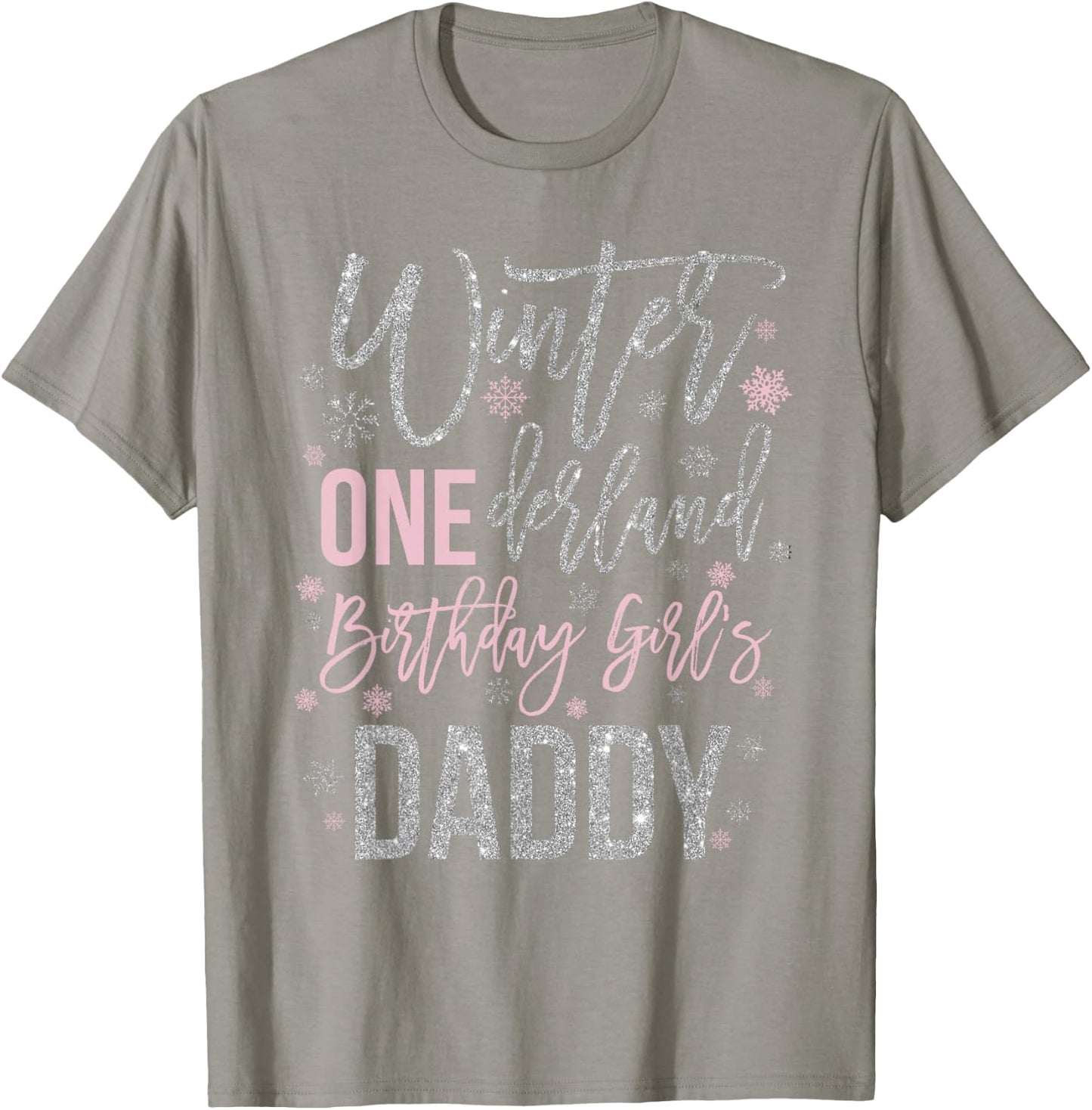 Daddy Pink Winter Onederland 1st Birthday Snowflake Matching T-Shirt - T-Shirt | Sand