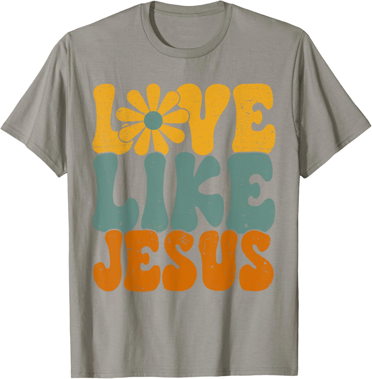 Christian Retro Love Like Jesus Religious Faith God 70s T-Shirt - T-Shirt | Sand