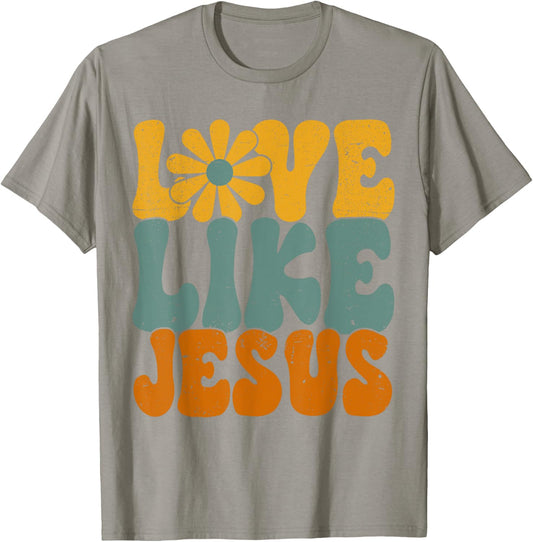Christian Retro Love Like Jesus Religious Faith God 70s T-Shirt - T-Shirt | Sand