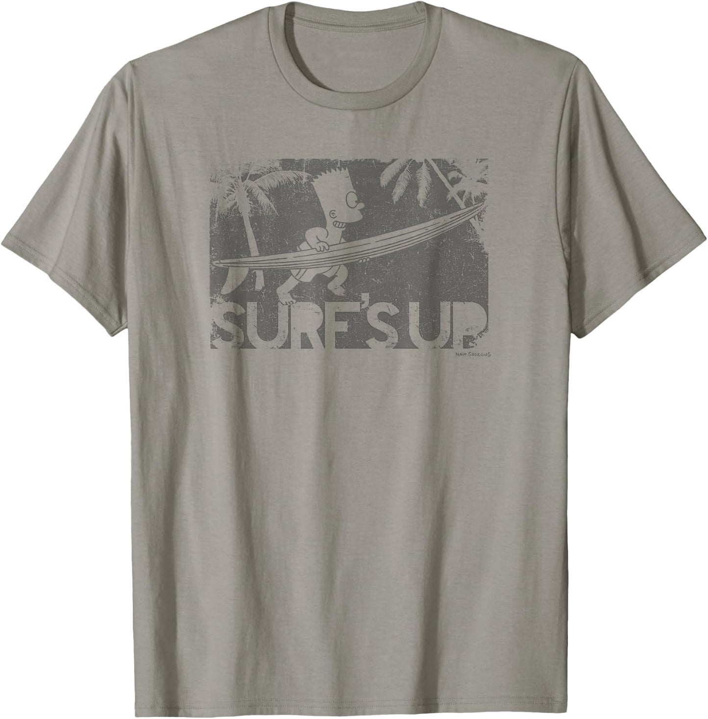 The Simpsons Bart Vintage Distressed Surf's Up Post Card T-Shirt - T-Shirt | Sand