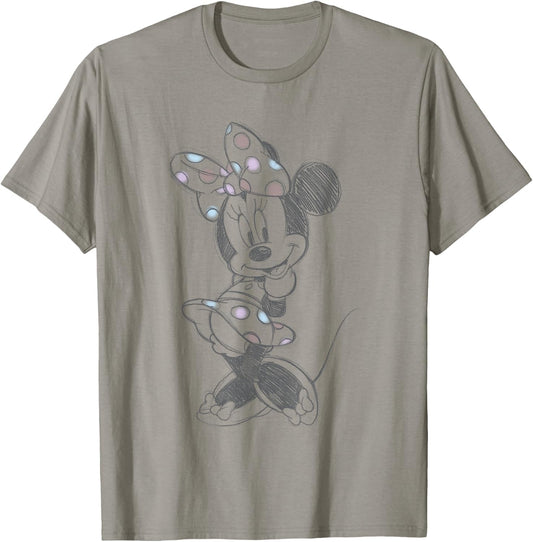 Disney Minnie Mouse Vintage Sweetie Pastel Polka Dot Sketch T-Shirt - T-Shirt | Sand