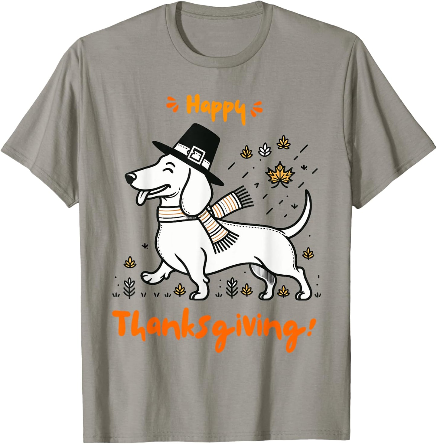 Happy Thanksgiving Pilgrim Dachshund Dog Men Women Girl Boy T-Shirt - T-Shirt | Sand