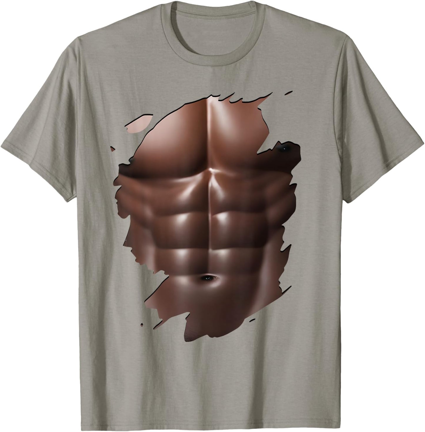 Funny Six Pack Abs Black Men's Body Print T-Shirt - T-Shirt | Sand