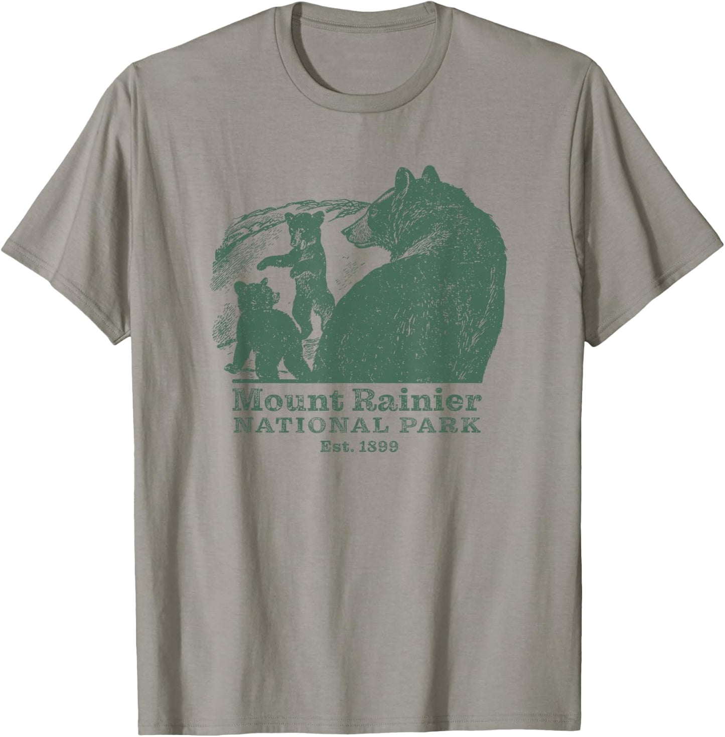 Mt. Rainier National Park Vintage Wildlife Bear Souvenir T-Shirt - T-Shirt | Sand