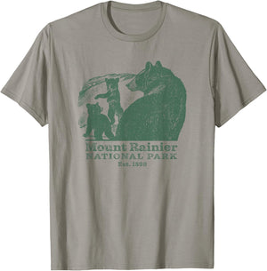 Mt. Rainier National Park Vintage Wildlife Bear Souvenir T-Shirt - T-Shirt | Sand