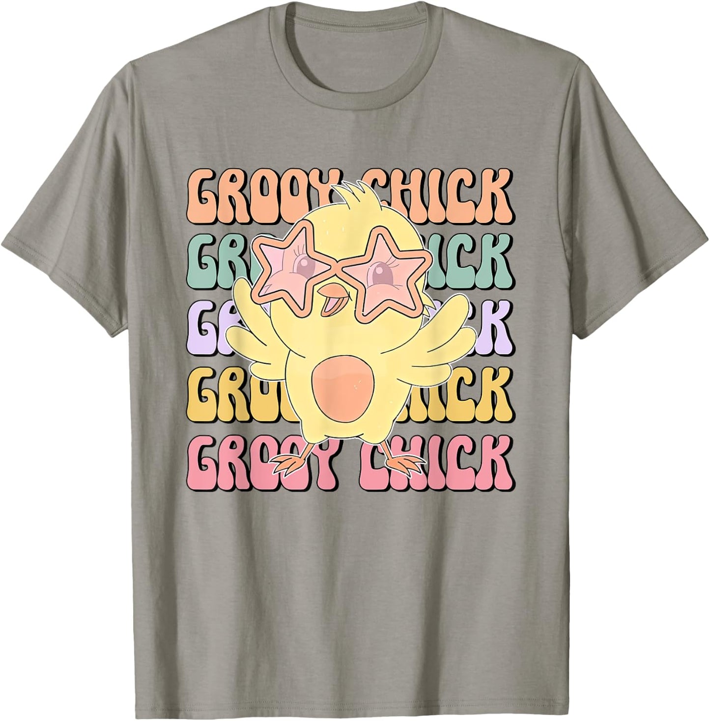 One Groovy Chick Retro Chick Costume Glasses Cute Easter Day T-Shirt - T-Shirt | Sand