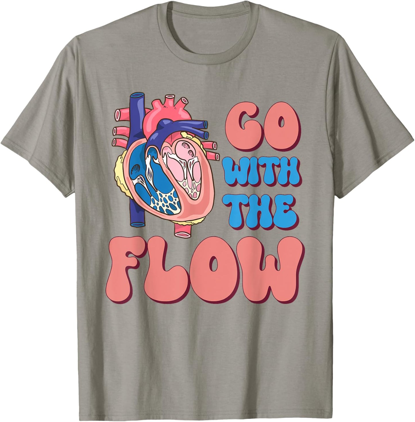 CVICU Cardiac Nurse Anatomy Cardiology Human Heart Flow T-Shirt - T-Shirt | Sand