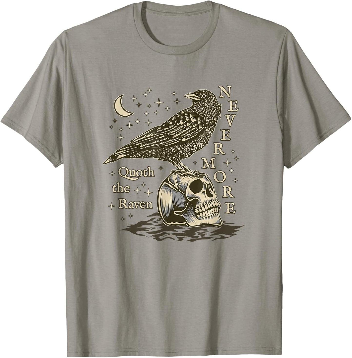 Nevermore The Raven Edgar Allan Poe Dark Academia Literature T-Shirt - T-Shirt | Sand