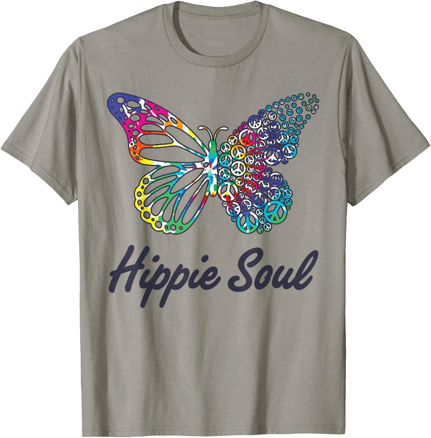 Hippie Soul Butterfly Peace Sign Retro 60s 70s Groovy Women T-Shirt - T-Shirt | Sand