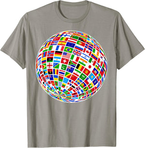 Flags The Countries of the World Globe Earth World Flags T-Shirt - T-Shirt | Sand