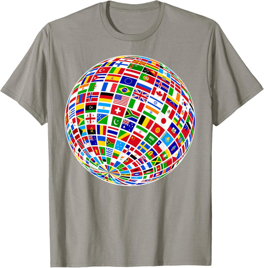 Flags The Countries of the World Globe Earth World Flags T-Shirt - T-Shirt | Sand