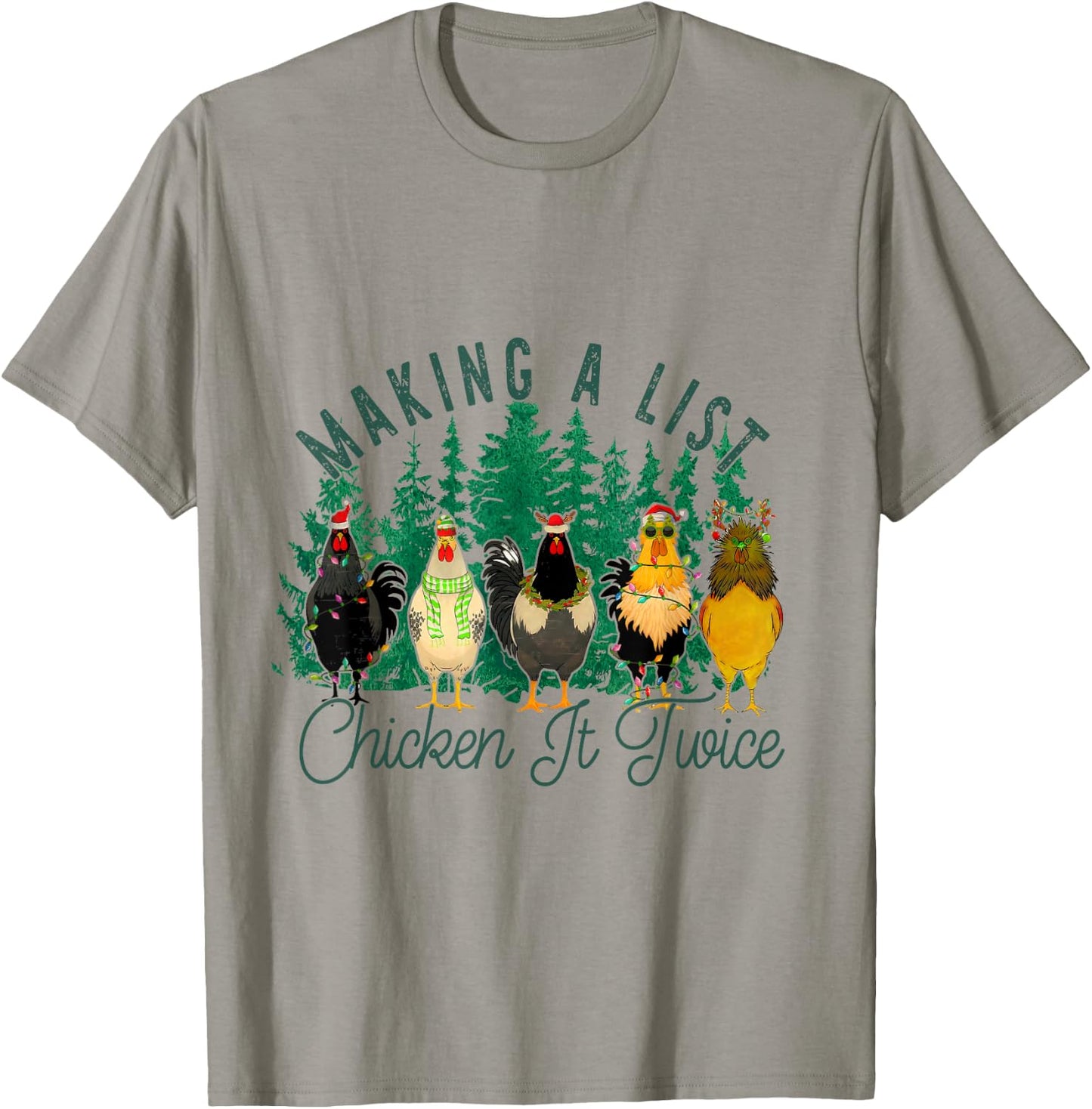 Making A List And Chicken It Twice, Christmas Farm Chicken T-Shirt - T-Shirt | Sand