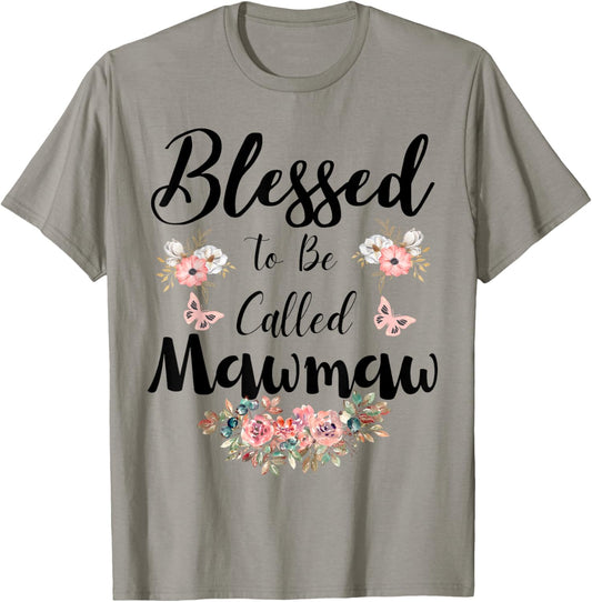 Blessed To Be Called Mawmaw Women Floral Cute Mothers Day T-Shirt - T-Shirt | Sand