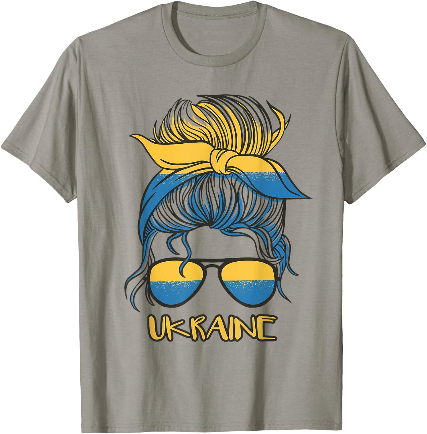 Messy Bun Hair Ukrainian Flag Girl Ukraine T-Shirt - T-Shirt | Sand