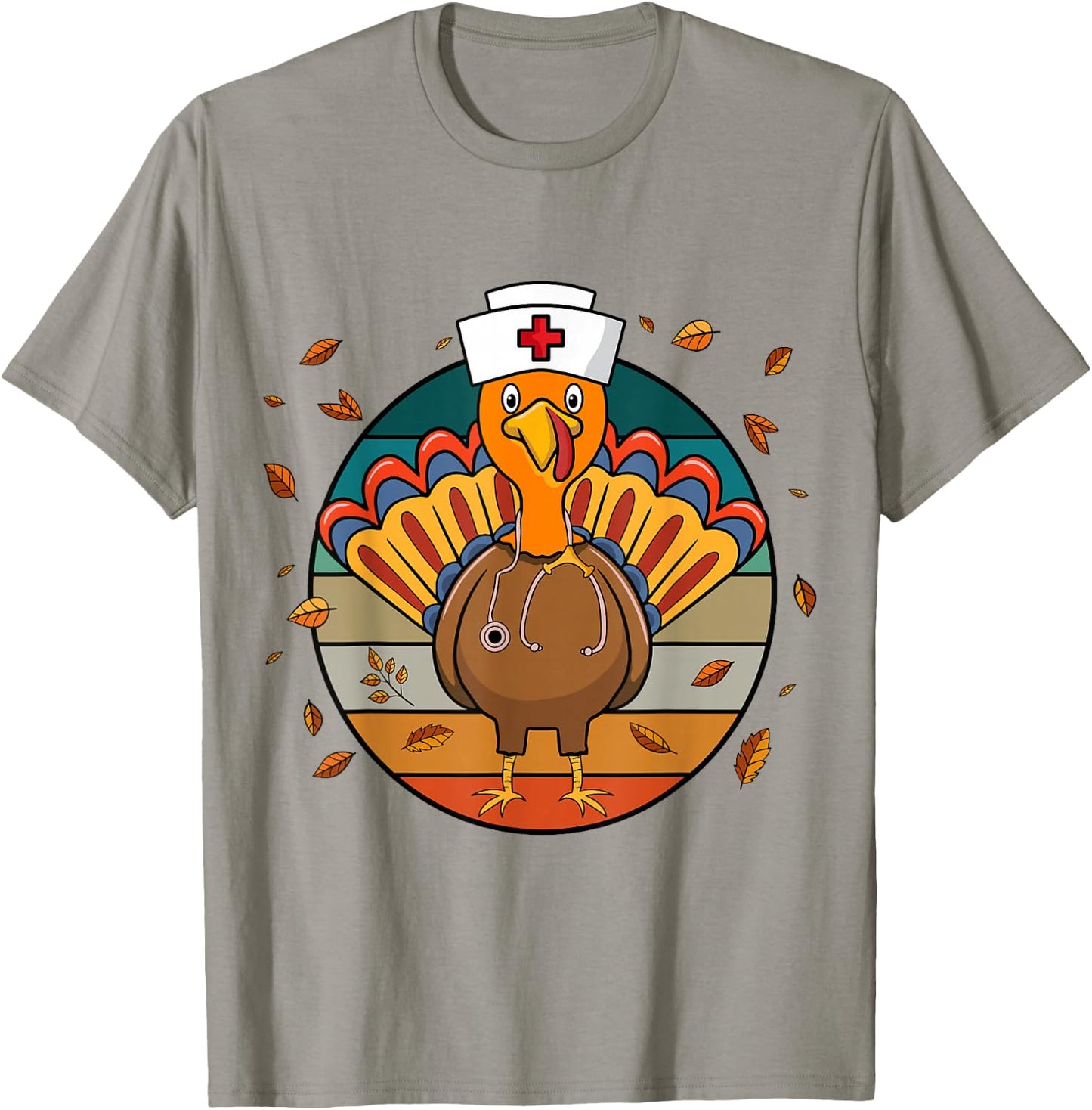 Happy Thanksgiving Funny Turkey Nurse T-Shirt - T-Shirt | Sand