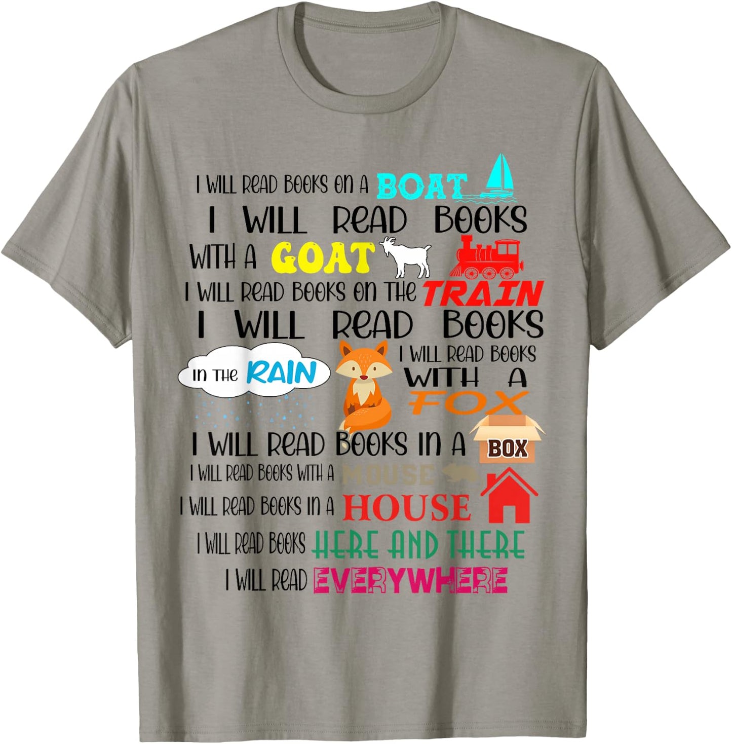 Teacher I Will Read Book On Boat Kids Women Funny Bookworm T-Shirt - T-Shirt | Sand