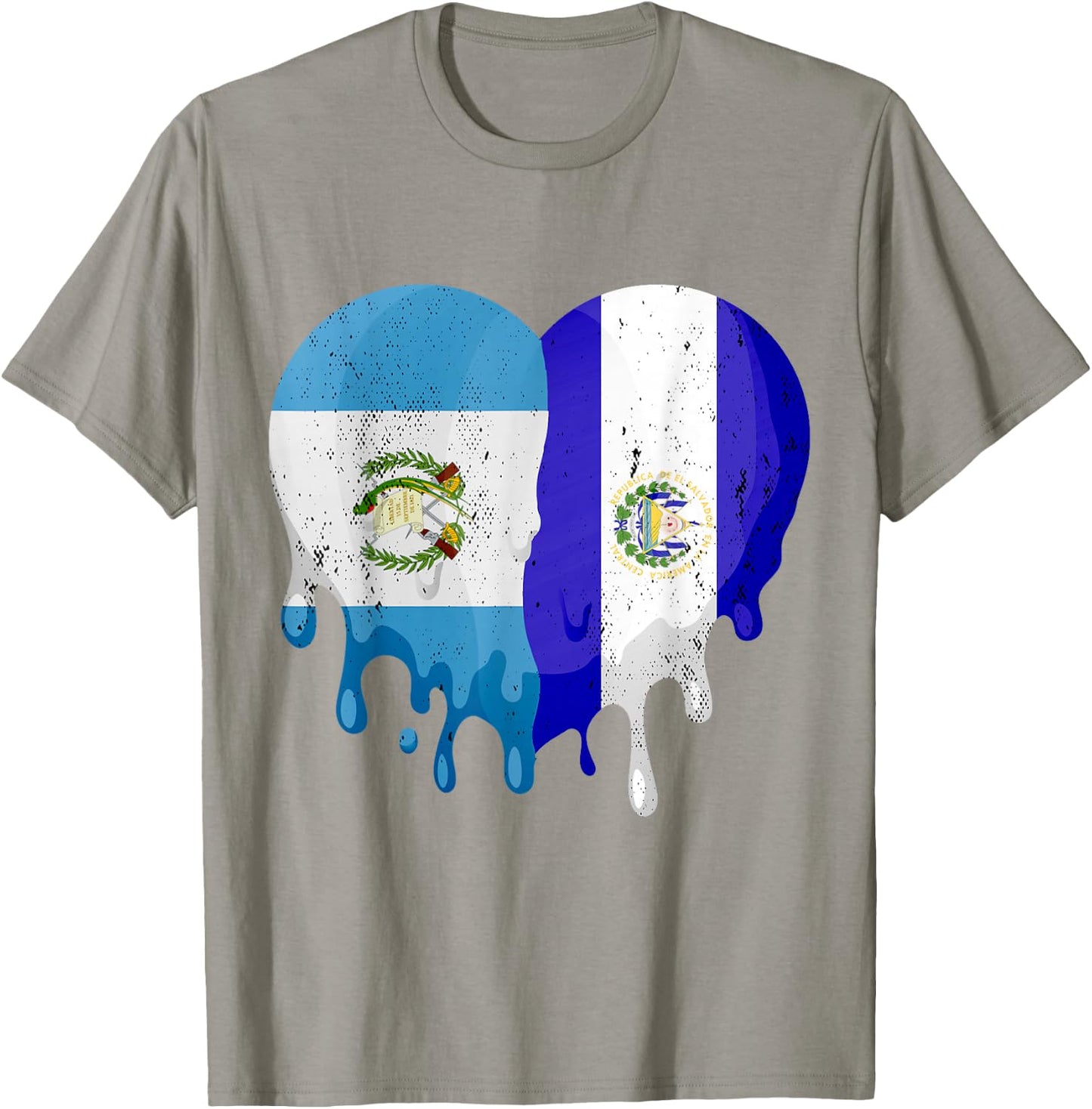 Guatemala El Salvador Flag Heart Grown Patriot Country T-Shirt - T-Shirt | Sand
