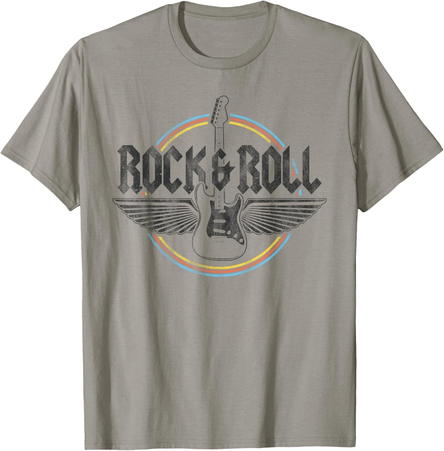 Retro Vintage Rock & Roll Guitar Wings Music Concert Band T-Shirt - T-Shirt | Sand
