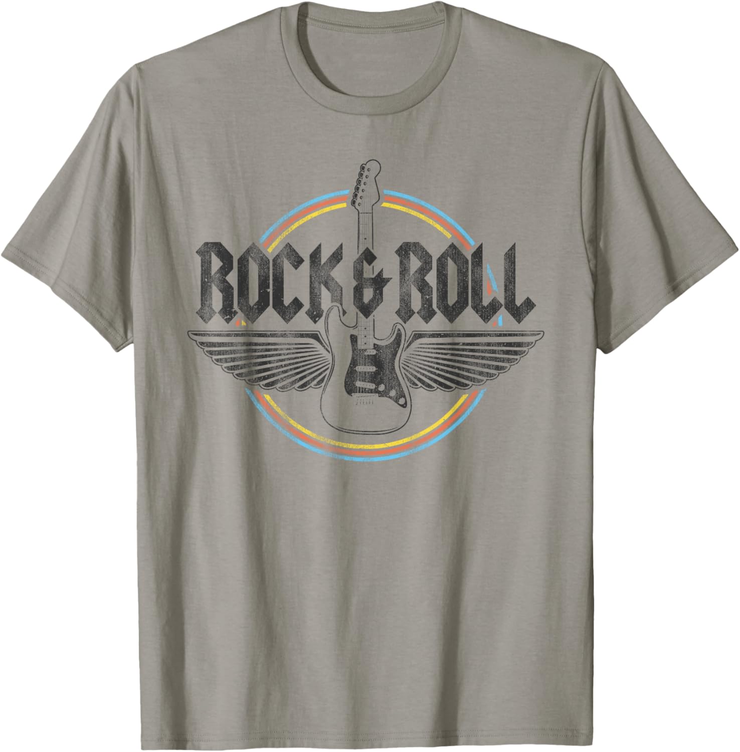 Retro Vintage Rock & Roll Guitar Wings Music Concert Band T-Shirt - T-Shirt | Sand