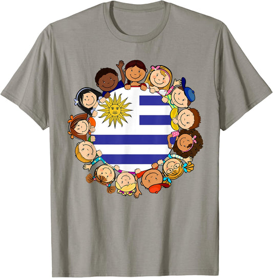 Uruguayan Kids Uruguay Flag Hispanic Heritage Month Boy Girl T-Shirt - T-Shirt | Sand