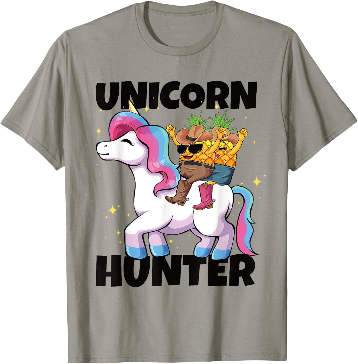 Upside Down Pineapple Swinger Unicorn Hunter T-Shirt - T-Shirt | Sand