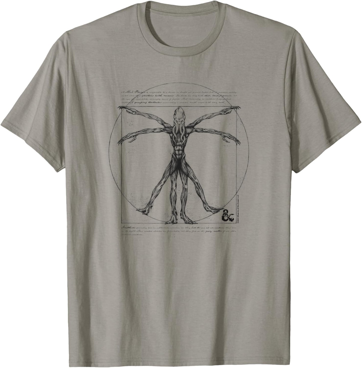 Dungeons & Dragons Mind Flayer Vitruvian Man Vintage Sketch T-Shirt - T-Shirt | Sand