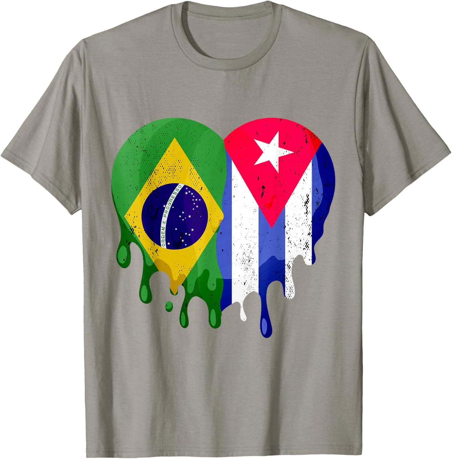 Brazil Cuba Flag Heart Citizen Grown Patriot Country T-Shirt - T-Shirt | Sand