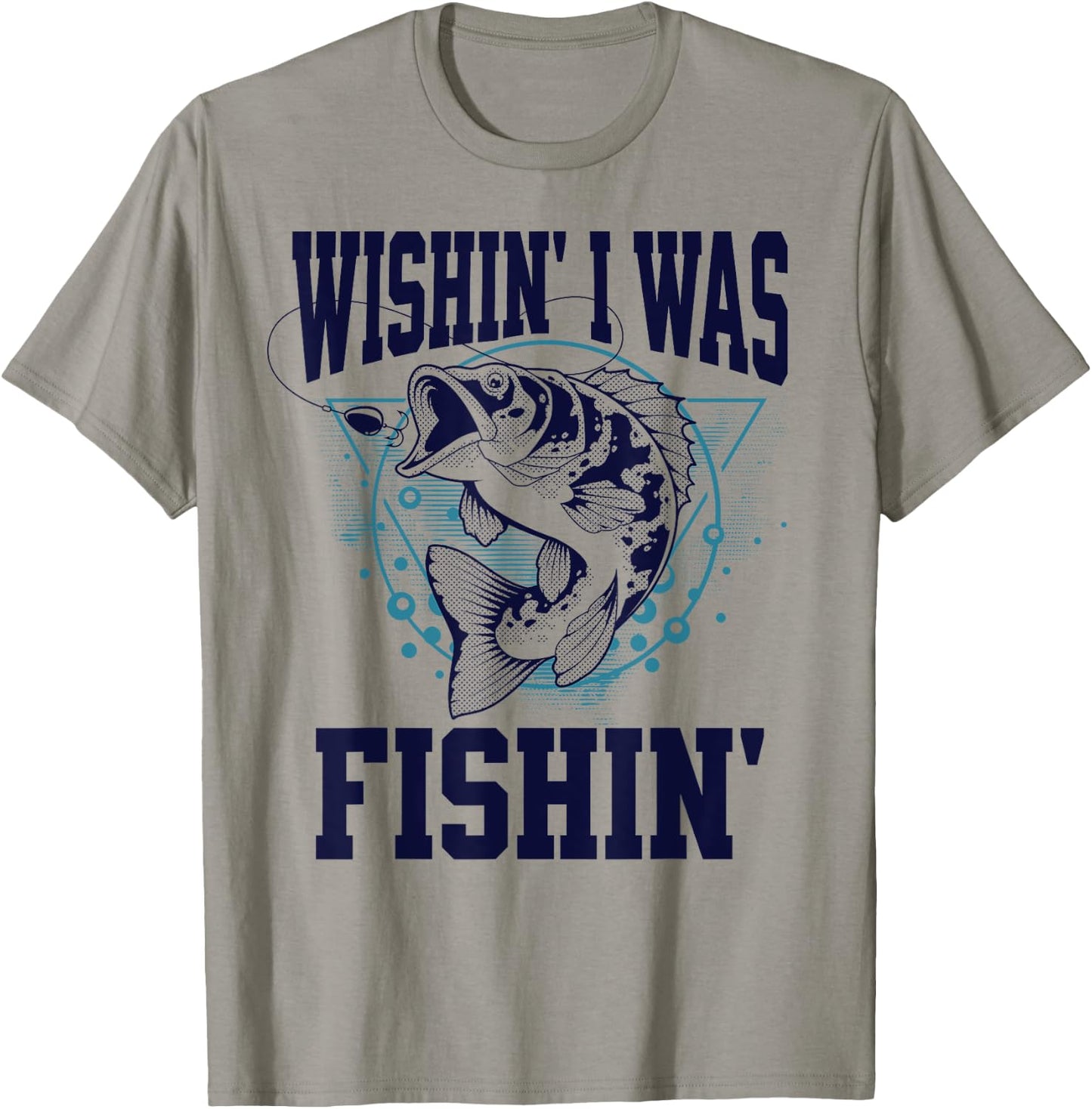 Funny Fishing Wishing I Was Fishing Outdoors T-Shirt - T-Shirt | Sand