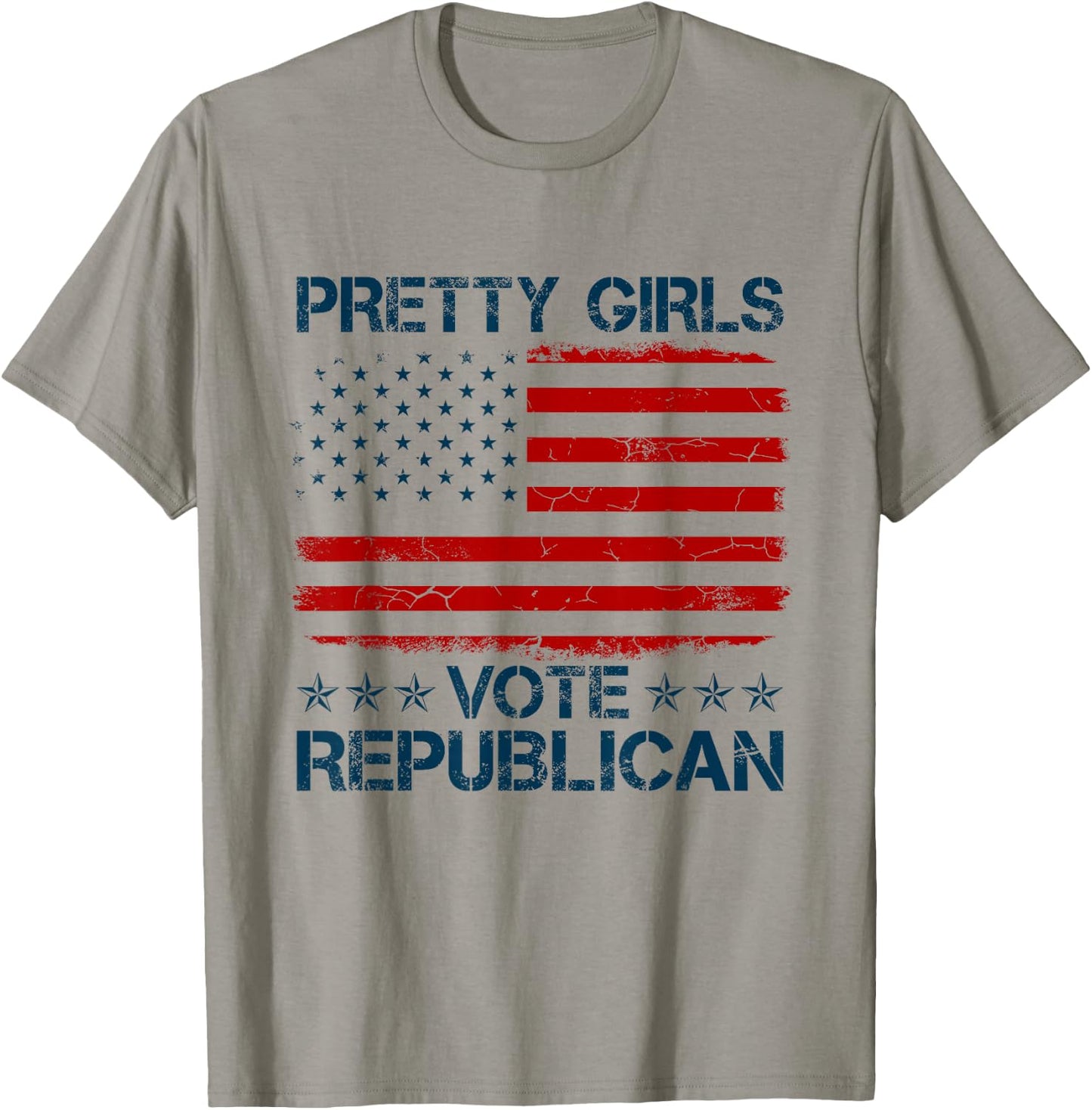 Pretty Girls Vote Republican American Flag Funny Patriotic T-Shirt - T-Shirt | Sand