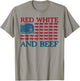 Red White And Beef 4th Of July Cattle American Flag Cow T-Shirt - T-Shirt | Sand