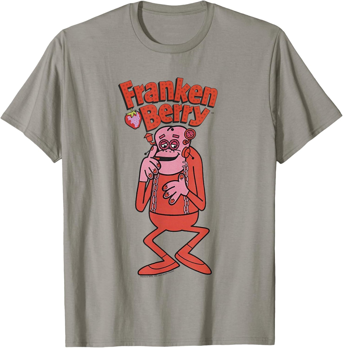 Franken Berry Vintage Strawberry Cereal Monster Mascot Logo T-Shirt - T-Shirt | Sand