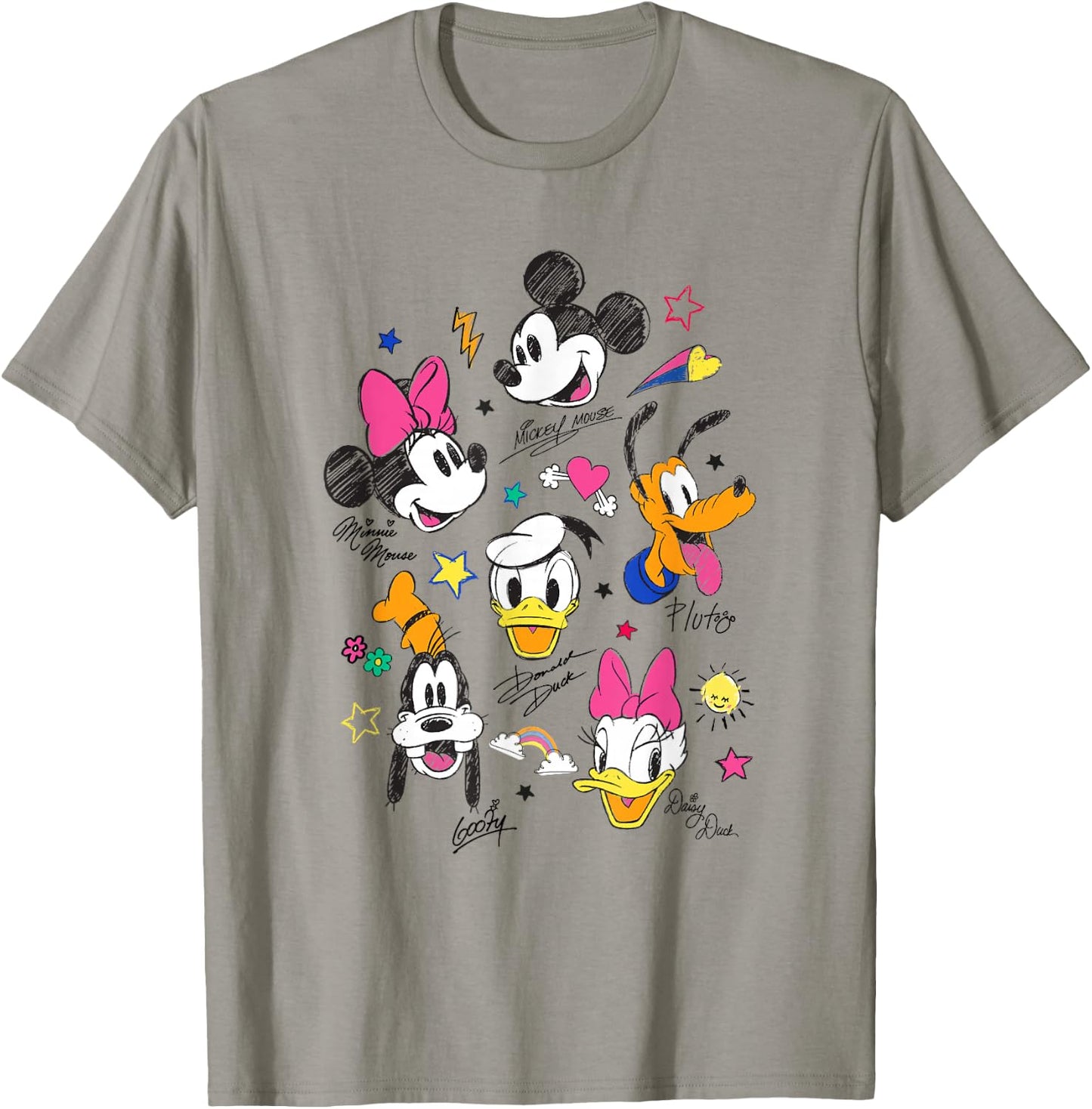 Disney Mickey and Friends Retro Doodle Best Friend Faces T-Shirt - T-Shirt | Sand