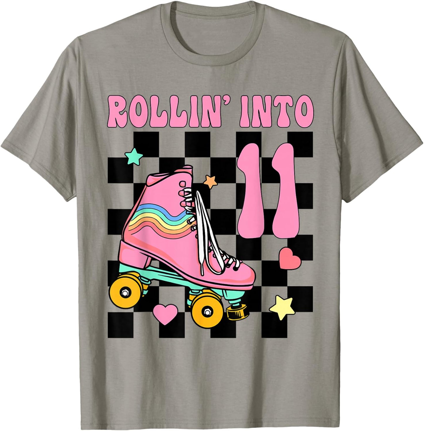 Rolling Into 11 Years Old Roller Skating Girl 11th Birthday T-Shirt - T-Shirt | Sand