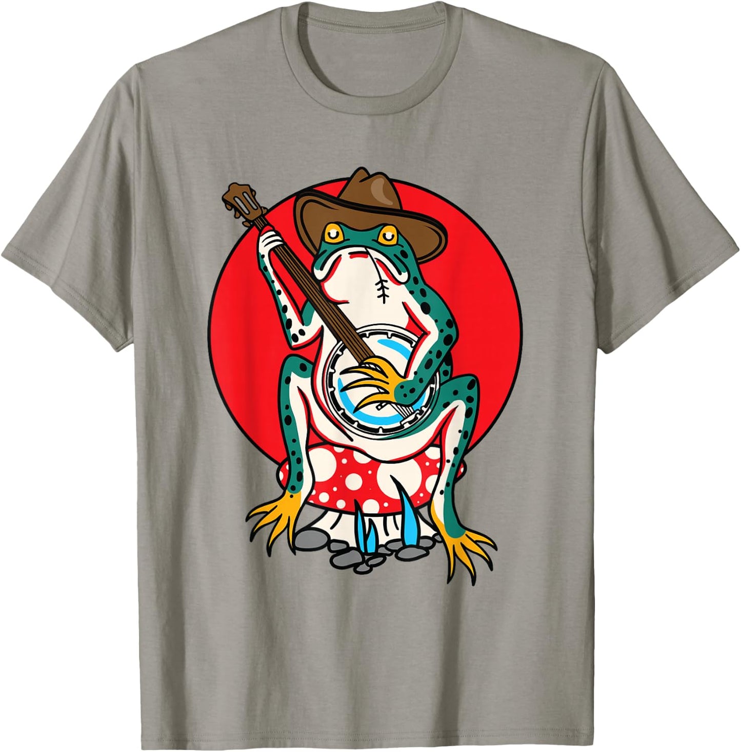 American Traditional Old School Tattoo Flash Frog Banjo T-Shirt - T-Shirt | Sand