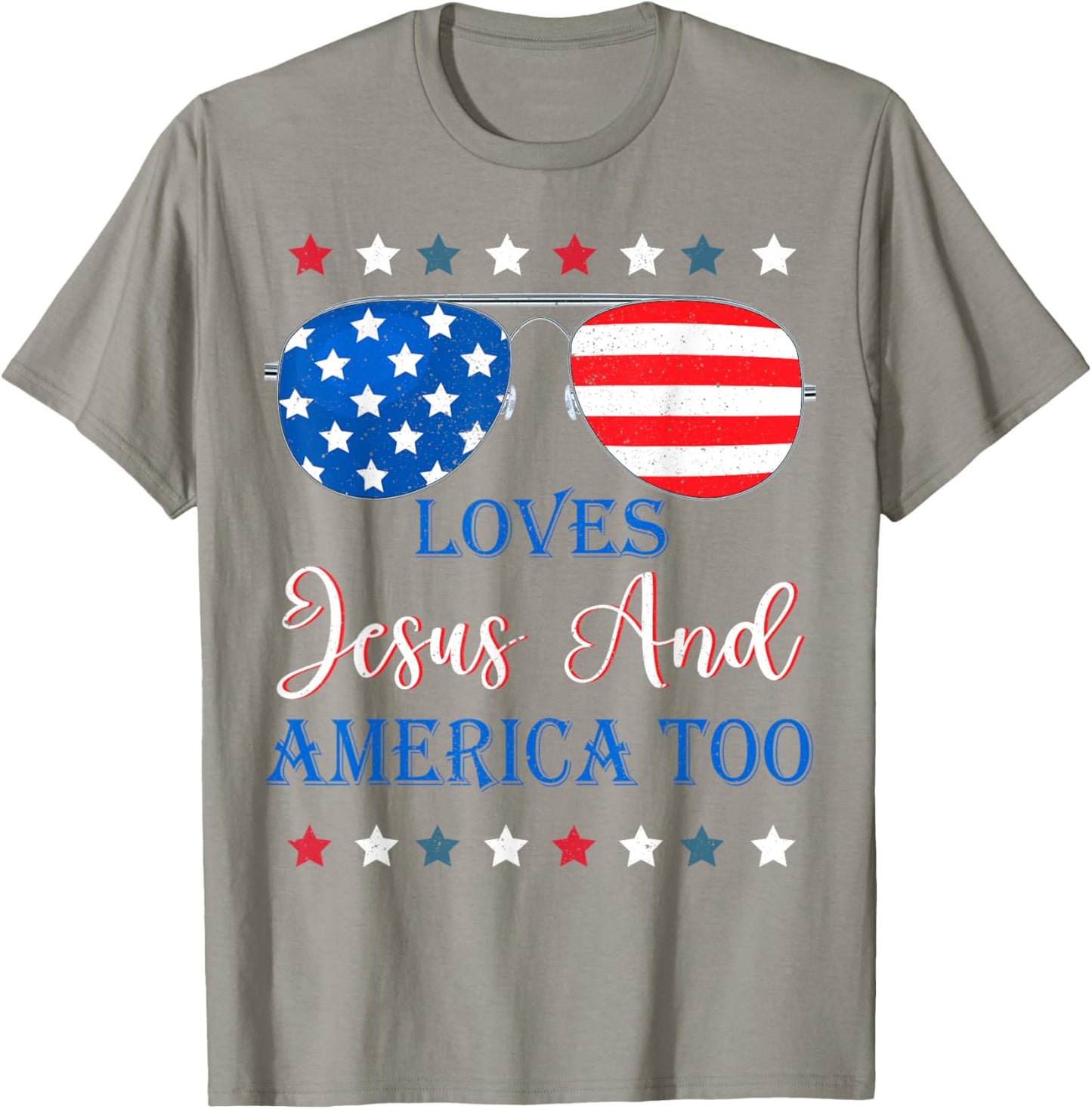 Loves Jesus America Too Toddler Boy USA Flag Christ Patriot T-Shirt - T-Shirt | Sand