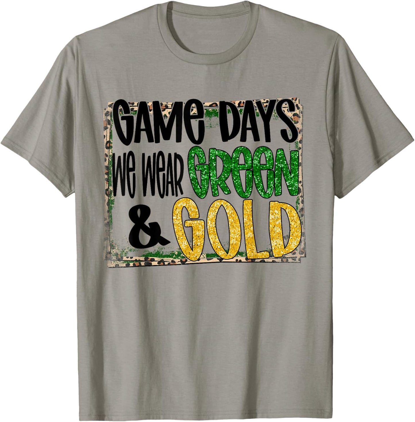 On Gameday Football We Wear Green And Gold School Spirit T-Shirt - T-Shirt | Sand