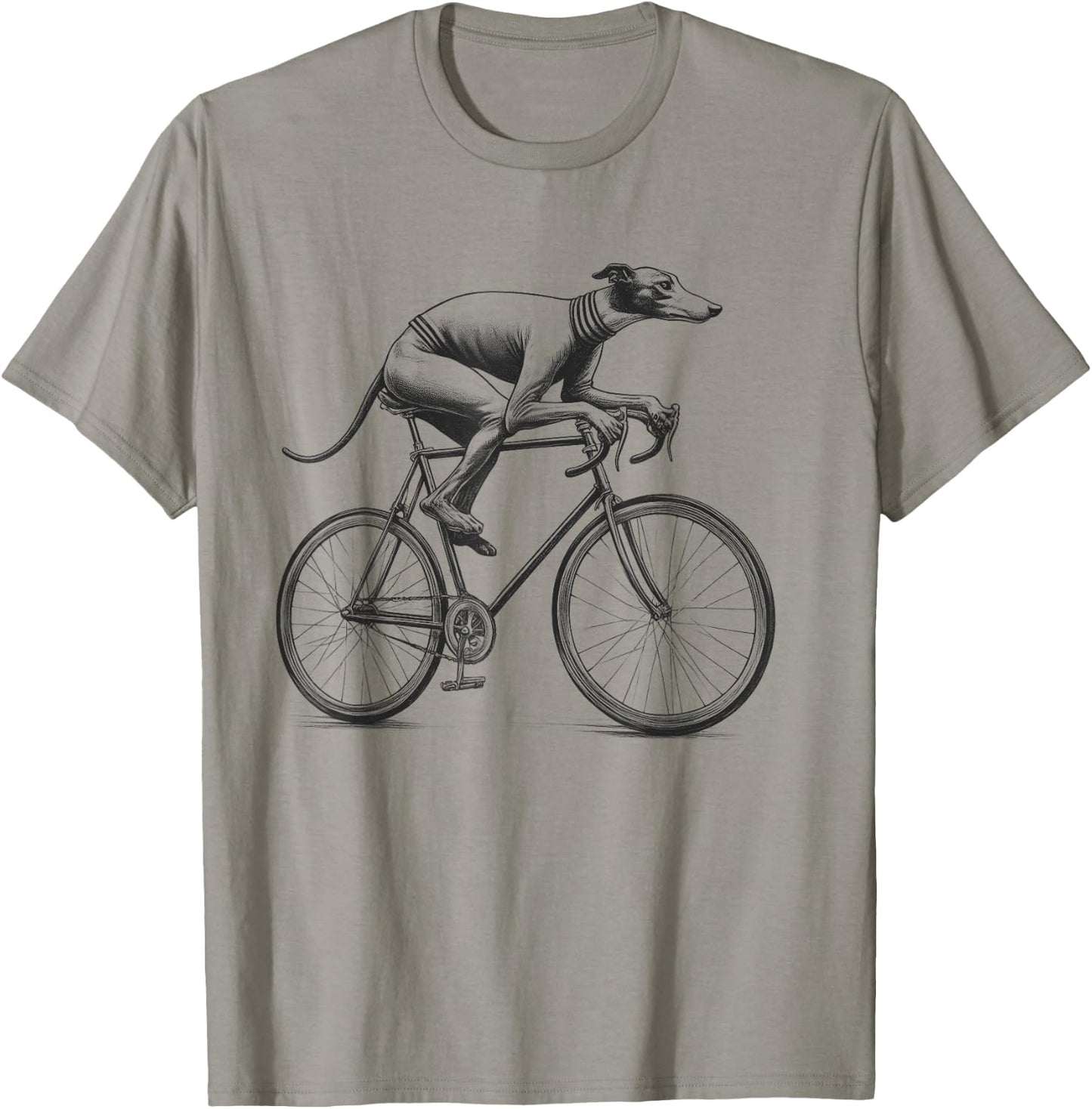 Italian Greyhound Dog Riding a Bike Bicycle Biker Cycling T-Shirt - T-Shirt | Sand