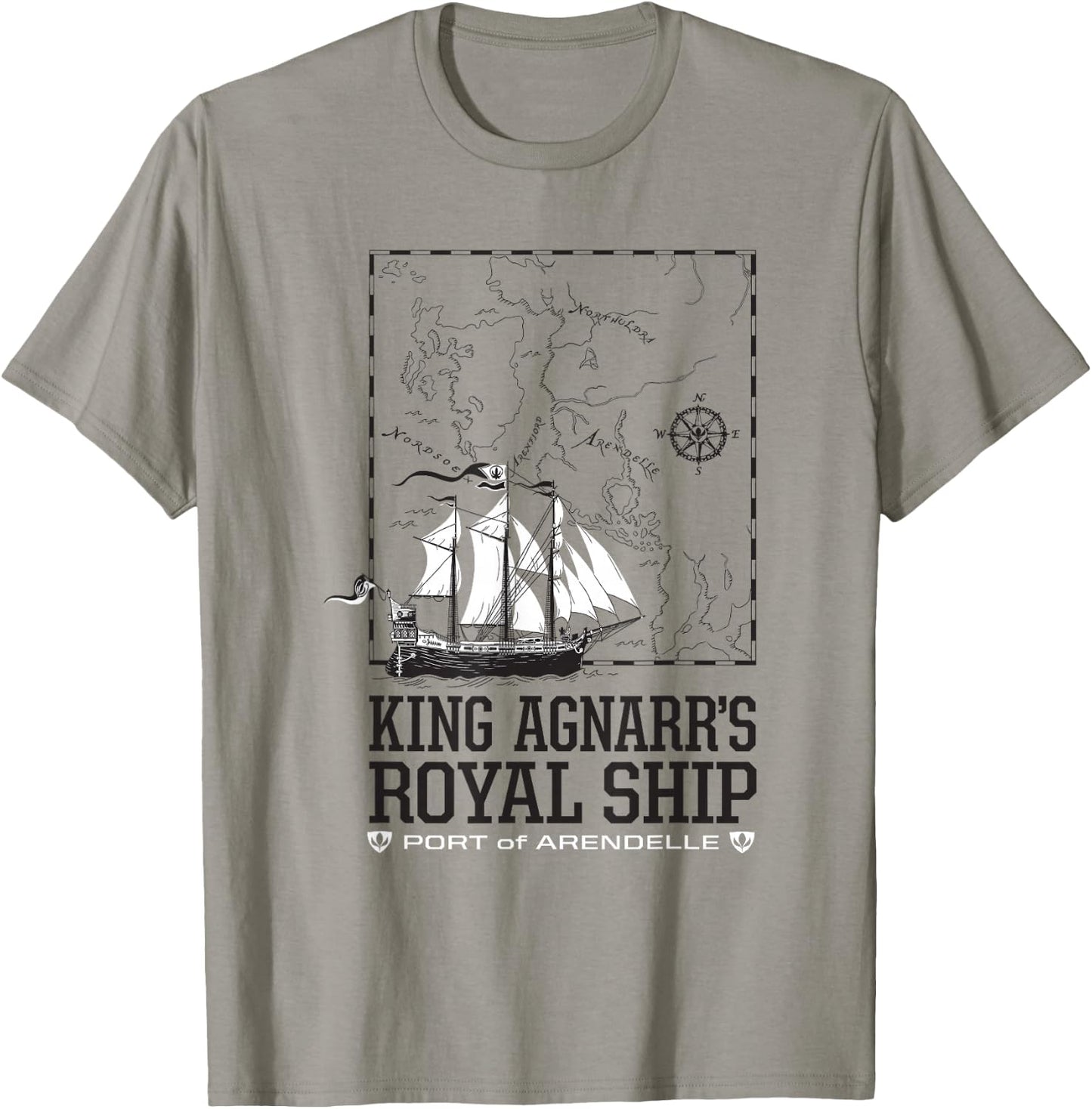 Disney Frozen King Agnarr's Royal Ship Port Of Arendelle Map T-Shirt - T-Shirt | Sand