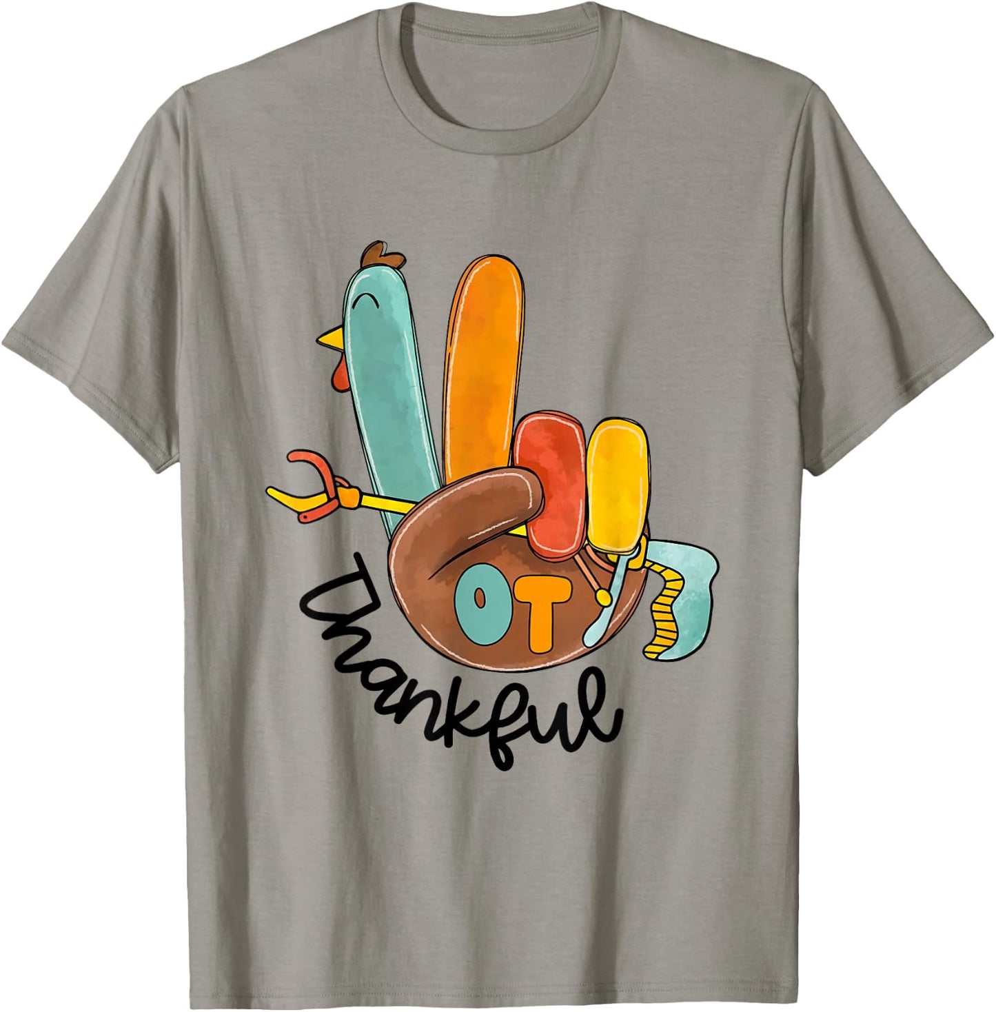 Vintage OT Thanksful Occupational Therapy Thanksgiving Fall T-Shirt - T-Shirt | Sand