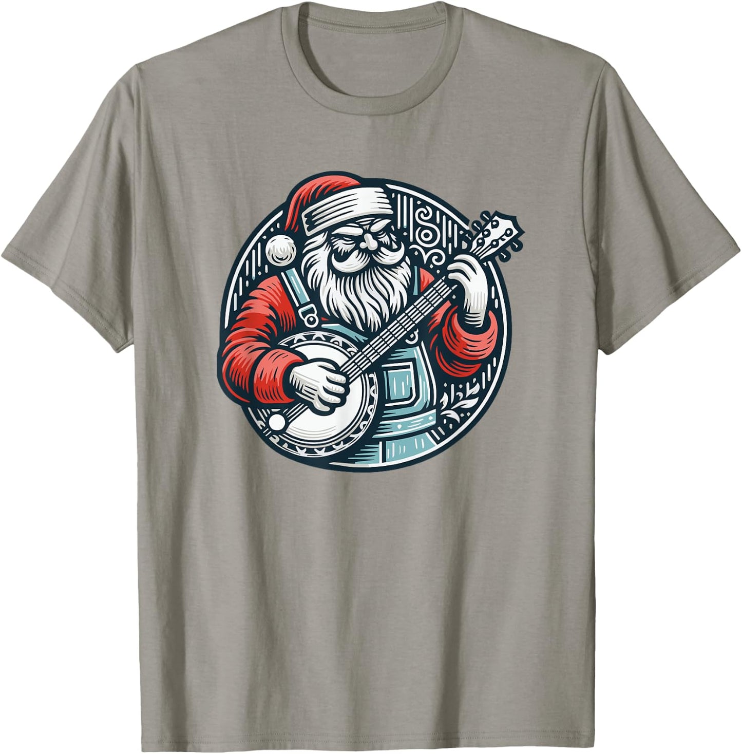 Banjo Santa Bluegrass County Santa Claus With Overalls T-Shirt - T-Shirt | Sand