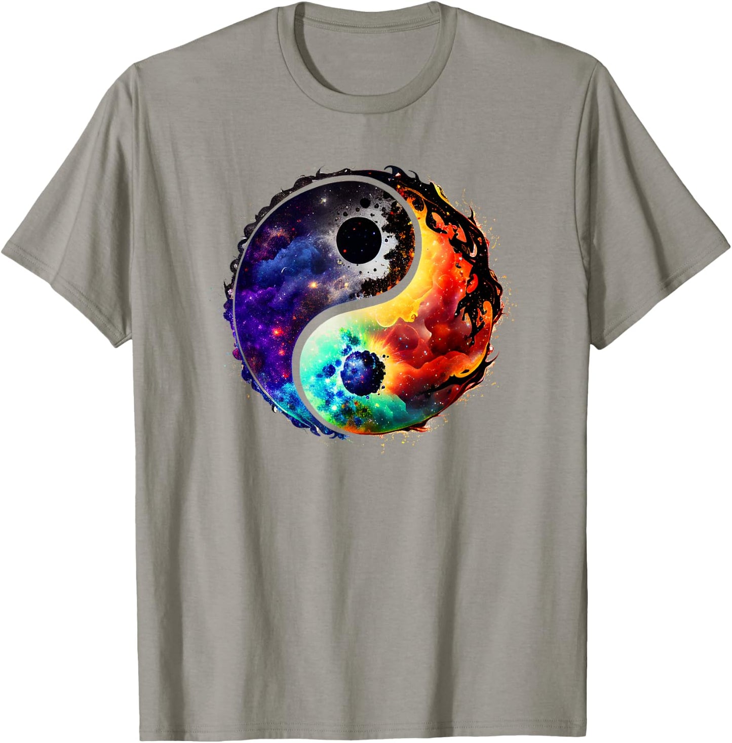 Yin Yang Feng Shui Ying Yang Zen Taijitu Colorful Galaxy T-Shirt - T-Shirt | Sand