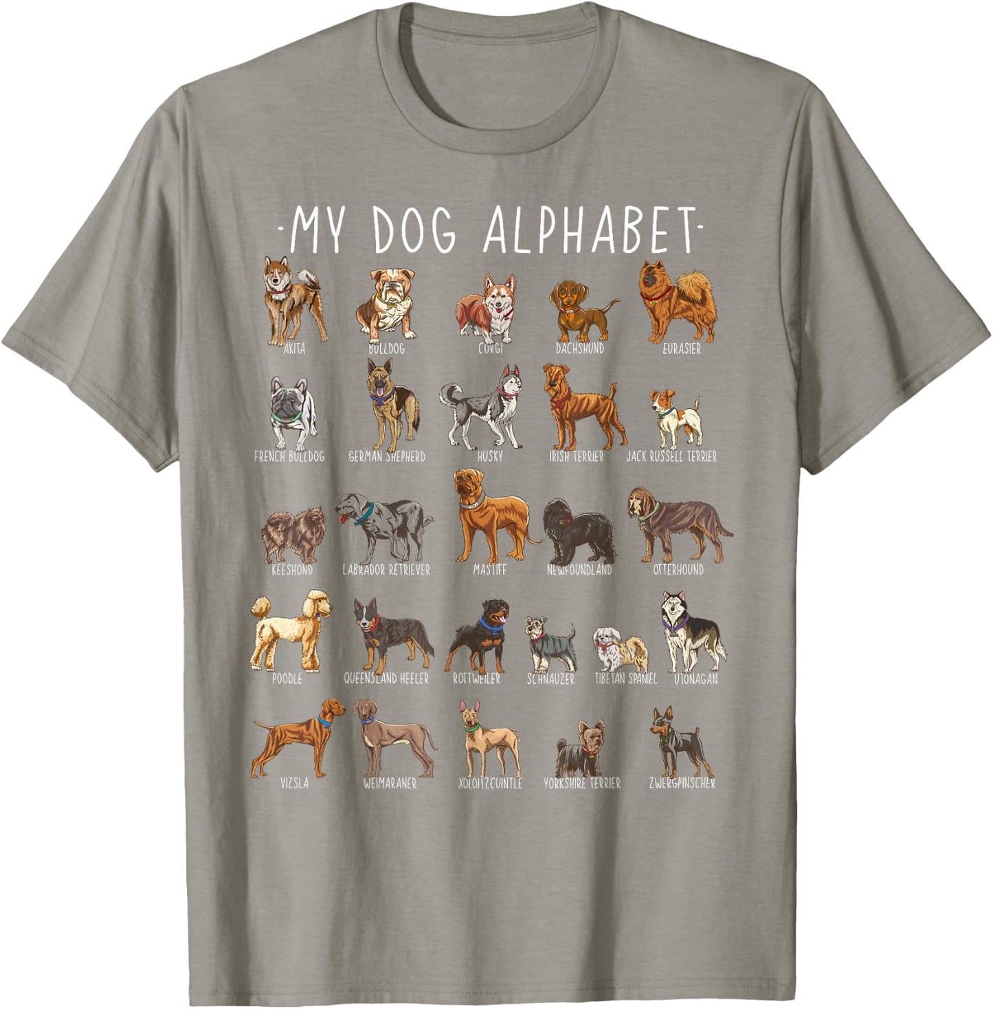 Types Of Dogs Alphabet - Dog Identification - A-Z ABC Women Kids T-Shirt - T-Shirt | Sand