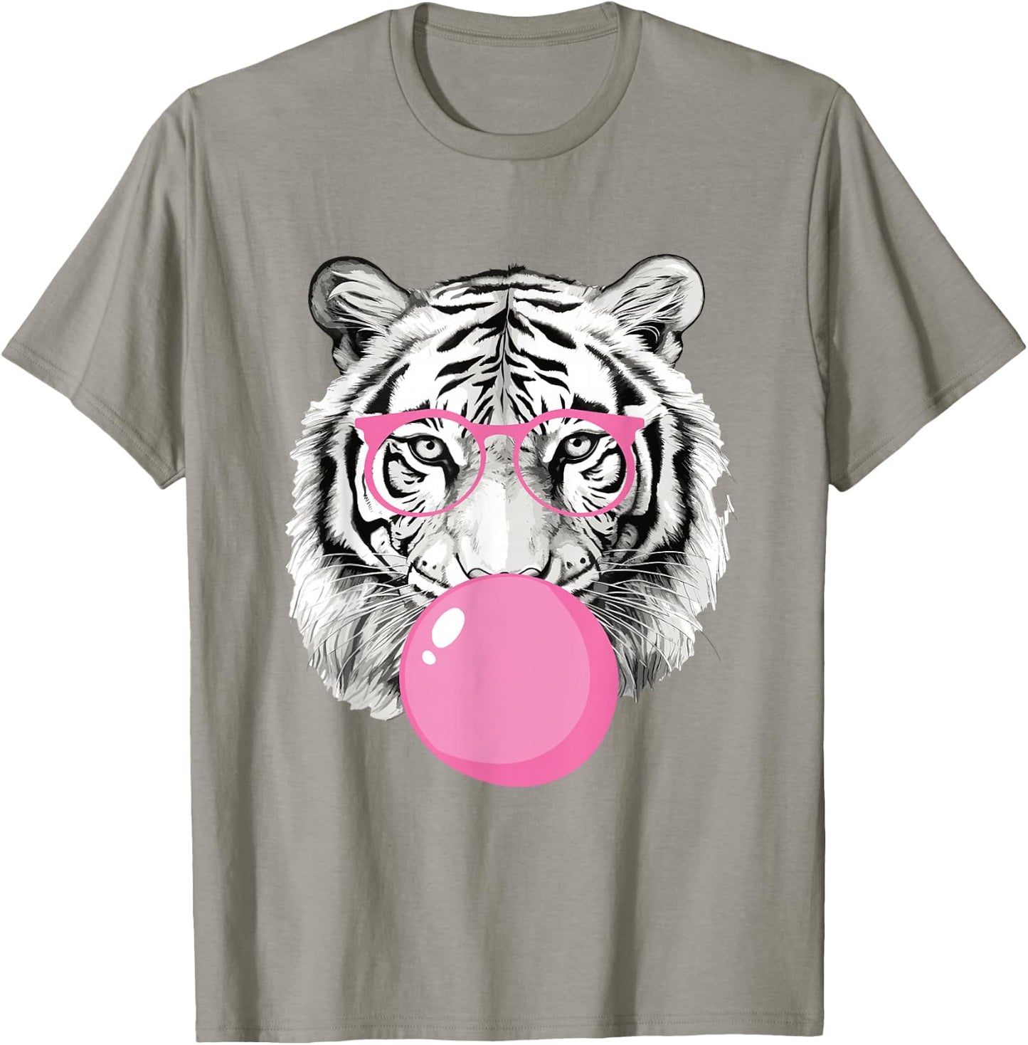 Cool Big King Tiger Bubble Gum Glasses For Mama Women Lover T-Shirt - T-Shirt | Sand