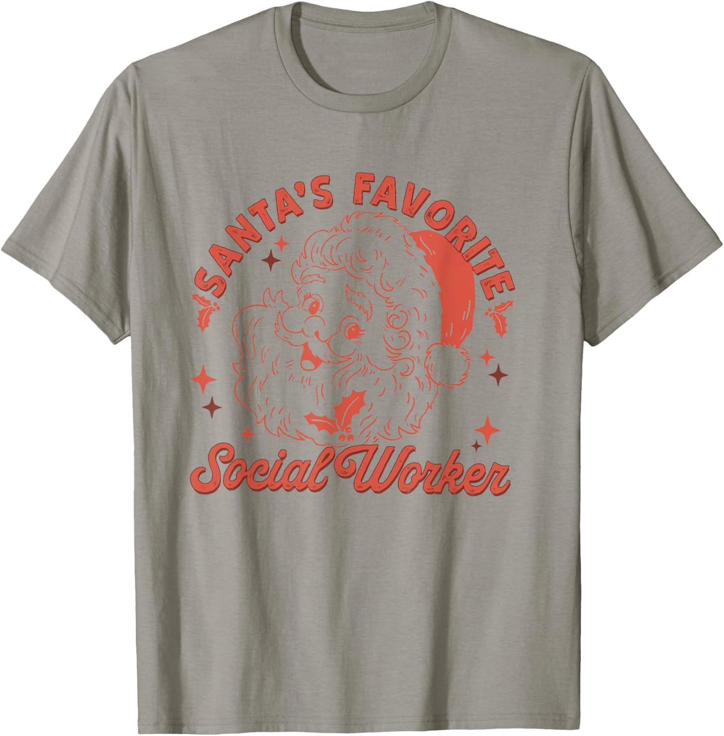 Retro Santa's Favorite Social Worker Christmas Social Worker T-Shirt - T-Shirt | Sand
