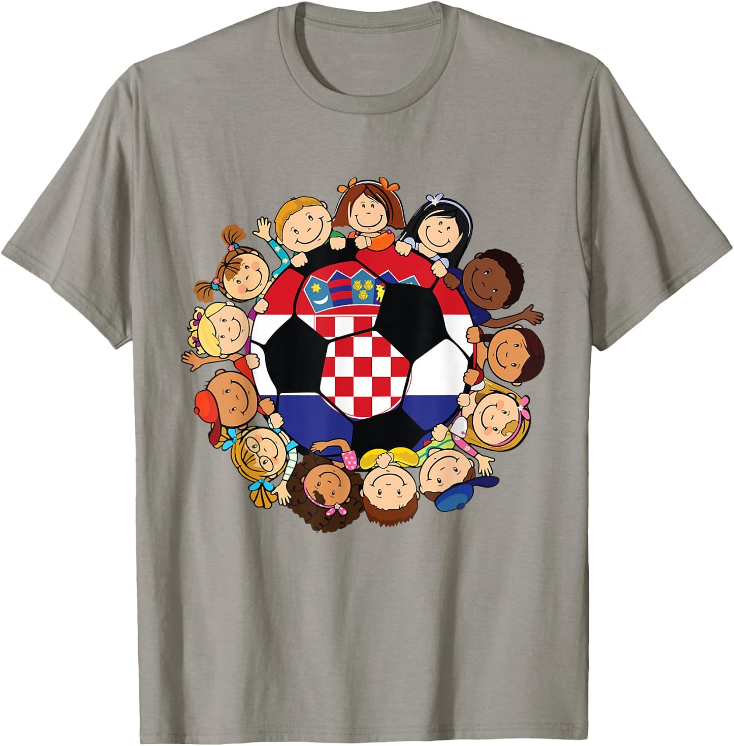 Croatia Soccer Ball Kids Toddler Girls Around Croatian Flag T-Shirt - T-Shirt | Sand