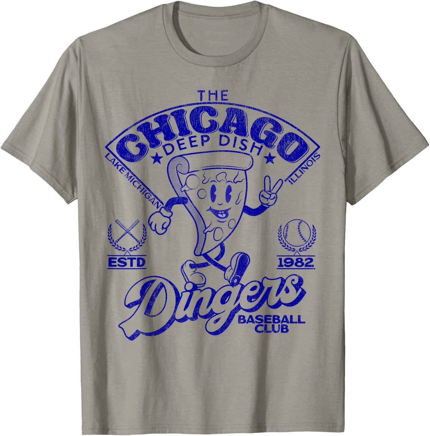 Chicago Deep Dish Dingers Minor League Retro Baseball Team T-Shirt - T-Shirt | Sand