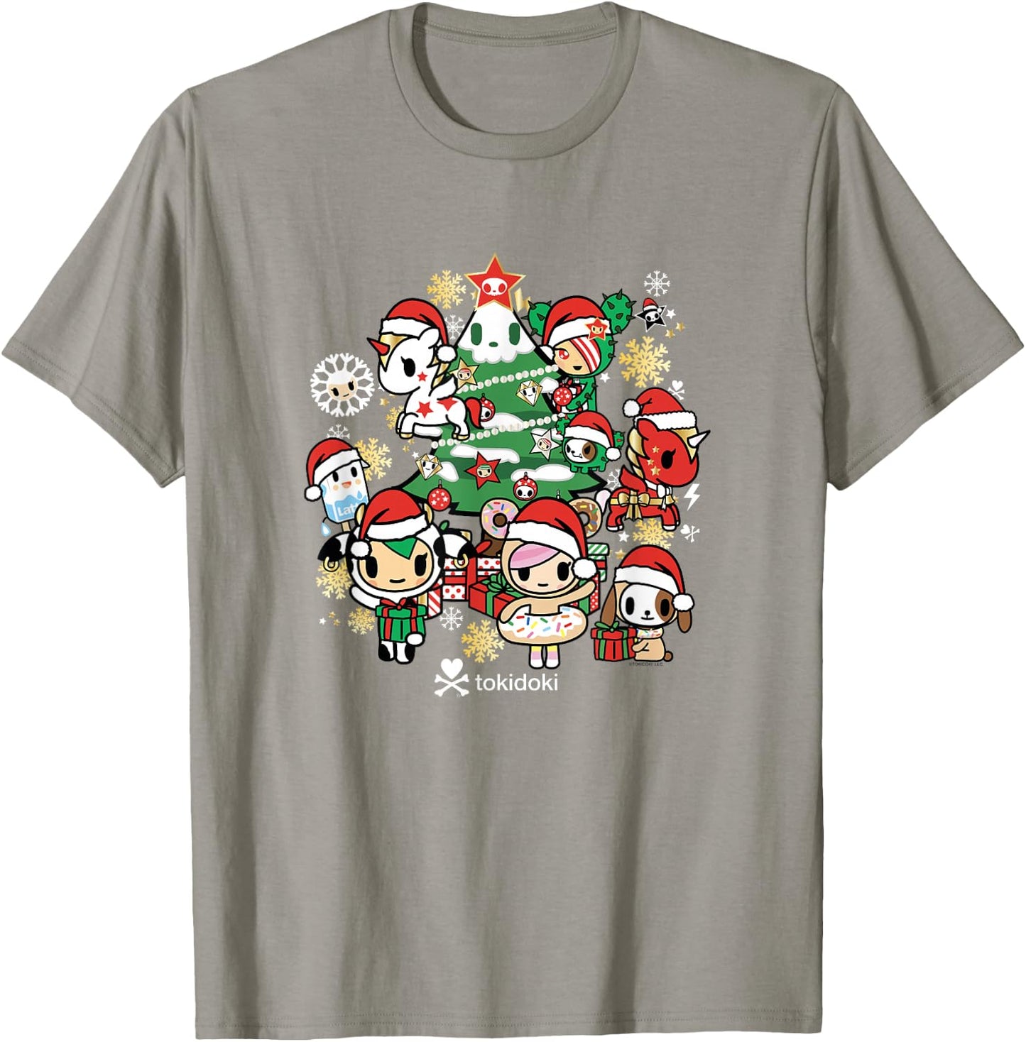 Tokidoki Christmas Tree Decoration Festive Group Shot T-Shirt - T-Shirt | Sand