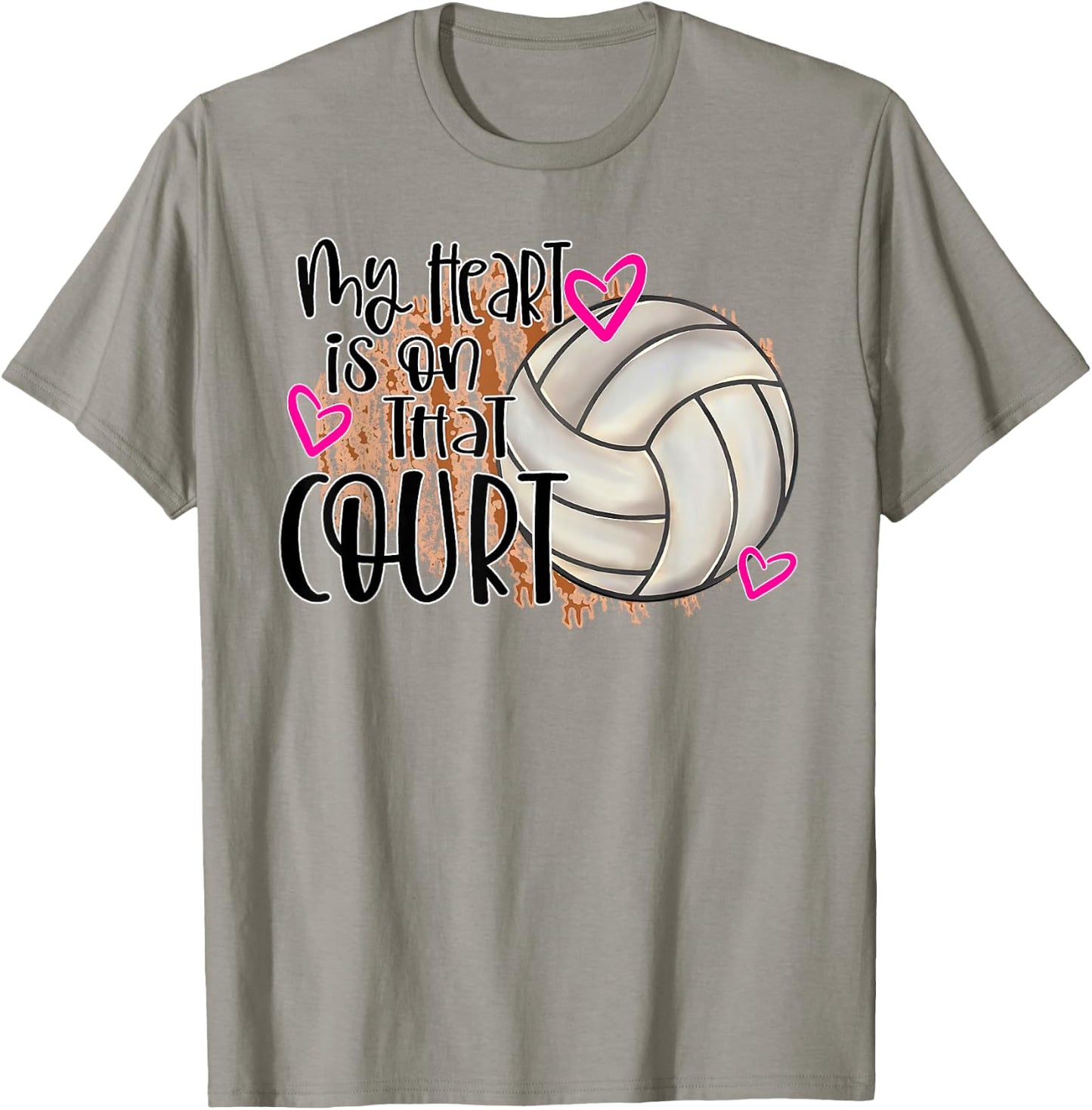 My Heart is On That Court Cute Volleyball Mom Game Day Volle T-Shirt - T-Shirt | Sand